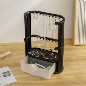 <b>Portable</b> Ring Tray Base Jewelry Stand Plastic Rack 3 Tier Bracelet Necklace Hanging Organizer Display Necklace Holder - Product Image 1