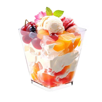 Voedselveilige transparante vierkante PS mousse cakebekers met deksels, wegwerpbaar, met schuine rand voor tiramisu en gelaagde desserts