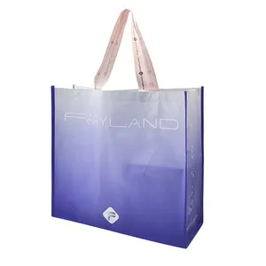 Wholesale Gifts Recycled Waterproof Laminate Tote Gradient Purple Pp Woven Bags Manufacturing Process