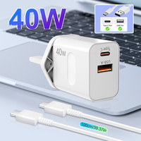 UK PD 20W 40W 2 ports rapide USB C Type a charge rapide EU UK Plug noir blanc PD QC 3.0 chargeur mural
