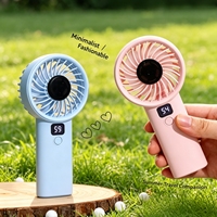 Ventilateur portable USB, mini ventilateur à main, moteur sans balais, ventilateur silencieux avec affichage LED pour le bureau, les voyages, l'extérieur, la voiture, le camping-car