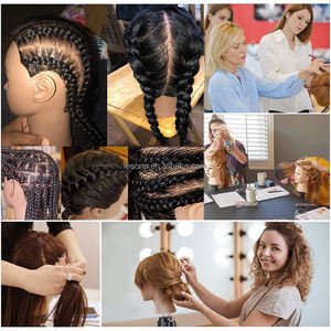 Cabeza de Maniquí de Peluquería de 18 Pulgadas, Cabello Humano 100% Real, con Soporte, para Entrenamiento de Peluquería - Product Image 4