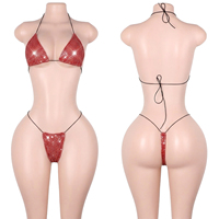 Ensemble de lingerie deux pièces brillant à pois et sequins, soutien-gorge et string à lacets, pour club, tenue de serveuse, adultes, festival, fête, équipement et vêtements