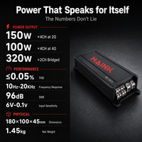 Mini amplificateur de voiture 1200WRMS classe D 1 canal avec crossovers, haute puissance, format compact, design monobloc