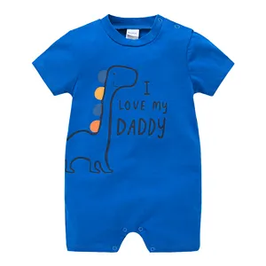 Pakaian Romper Lengan Pendek untuk Bayi Laki-laki, Jumpsuit Lengan Pendek Katun 100%, Pakaian Motif Keluarga My Love My Daddy