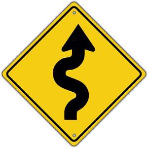 Wendiges Straßenabschnitt-Schild mit Scharfkurven-Symbol aus Aluminium, 30 x 30 cm, Warnschild für Kurven, Echtes Verkehrsschild mit 3M-Garantie - Product Image 6