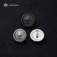Kancing Logam Custom HONMEO Desain Relief 3D Kepala Singa untuk Mantel, Blazer, Seragam