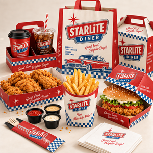 Caja de Embalaje de Alimentos Personalizada, Papel Kraft de Grado Alimenticio para Comida Rápida para Llevar, Restaurante, <span class=keywords><strong>Hamburguesas</strong></span>, Pollo, Papas Fritas, Entrega a Domicilio - Product Image 2