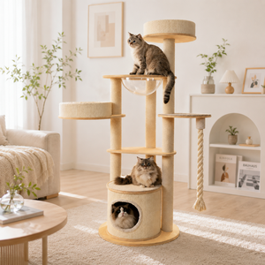 Centro <span class=keywords><strong>de</strong></span> Actividades para Gatos <span class=keywords><strong>de</strong></span> Lujo, Moderno y Resistente, con Ramas <span class=keywords><strong>de</strong></span> Madera Natural, Poste Rascador <span class=keywords><strong>de</strong></span> Sisal, Estructura para Escalar, Diseño Único para Navidad - Product Image 1