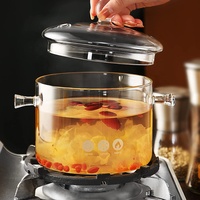 Marmite de cuisson en verre haute résistance à la chaleur avec couvercle, ensemble de marmites en verre borosilicate pour la maison et la cuisine