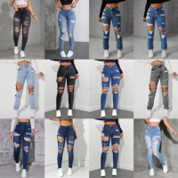 Jeans droits taille haute amples brodés respirants pour femmes, style vintage, vente en gros, exportation