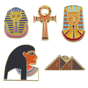 Nuova Spilla in Smalto a Tema Cartone Animato Antico Egitto, con Faraone, Croce Ankh e Piramide, per Borsa, Abiti, Risvolto, Distintivo, Gioiello, Regalo - Product Image 1