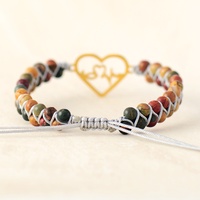 Meilleure vente transfrontalière : Bracelet d'amitié tressé fait main pour femme, avec perles en pierre naturelle de pierre impériale violette en forme de cœur, Woying
