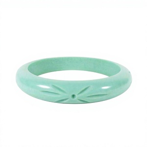 New Vintage Fancy Green <b>Jade</b> Carved <b>Bangle</b> With Plant Pattern Handmade Unique Design Classic Unisex Bracelet with Party Woman - Product Image 2