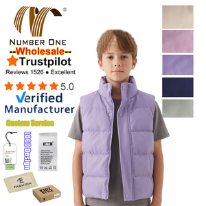 Kids Puffer Vest Stand Collar Snap Button Quilted Sleeveless Jacket Zipper <strong>Boys</strong> Girls Winter Warm Outerwear Waistcoat Wholesale - Product Image 1