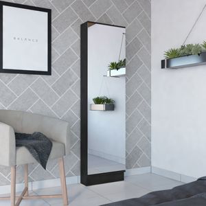 DB ตู้ใส่รองเท้าทรงสี่เหลี่ยมผืนผ้าทรงสูงสีดำพร้อมกระจกเฟอร์นิเจอร์ห้องนั่งเล่นแบบเปิดประทุนสำหรับใช้ในบ้าน - Product Image 4