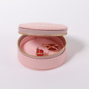Luxury Round PU Jewelry <b>Box</b> with Zipper Closure for Ring Earring Necklace Storage and Travel Gift Packaging jewelry packaging - Product Image 2
