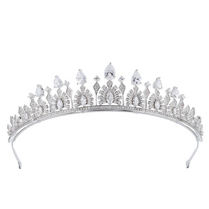 LUOXIN Personnalisé nouveau design zircon CZ argent <span class=keywords><strong>couronne</strong></span> bijoux <span class=keywords><strong>de</strong></span> mariage diadème - Product Image 5