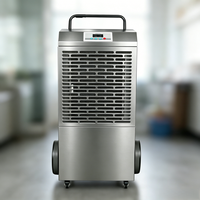 Déshumidificateur industriel portable 90L/J, mobile, pour entrepôt commercial, sous-sol, sécheur d'air, machine de contrôle de l'humidité avec roues