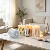 Bougie pilier LED sans flamme avec fleurs séchées intégrées, bougie électronique en cire véritable, décoration de table pour salon, bougie sans fumée et sûre