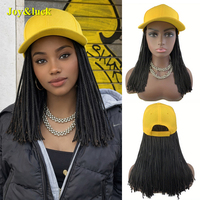 Perruque chapeau tressé jaune de 16 pouces, vente en gros d'usine, perruque synthétique réglable pour femmes, coiffure quotidienne