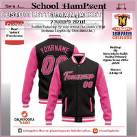 Chaqueta Varsity Negra Personalizada para Hombre, con Nombre y Número del Equipo, Impresión por Transferencia de Calor, Ropa Casual de Otoño
