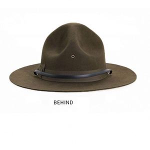 Chapeau en laine vert X3096B – Casquette d'instructeur du Corps des Marines des États-Unis – Chapeau Fedora en laine à large bord tendance pour homme et femme - Product Image 1