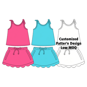 Conjunto de yoga para niñas con top de tirantes y falda pantalón festoneada para deportes de verano, ropa deportiva OEM/ODM, MOQ bajo para deportes escolares y uso diario - Product Image 1