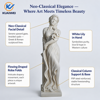 Statue de Dame Classique Européenne Sculptée à la Main en Résine, Motif Fleur de Lys, Étanche, Art Déco Artificiel, Autoportante pour Jardin et Patio