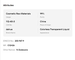 N-Dodecano con 99% de Pureza, CAS 112-40-3, Aceite Ligero Incoloro, Buena Fluidez, Materia Prima para la Formulación de Bases de Cuidado de la Piel - Product Image 6
