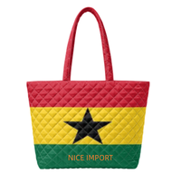 Sac fourre-tout matelassé avec drapeau du Ghana, sacs à main de travail pour femmes, sacs fourre-tout légers à ouverture supérieure pour les voyages, l'université et la plage