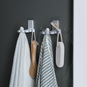 High-capacity <b>Wall</b> Rack Bathroom Towel Rack Self-adhesive Plastic <b>Hook</b> Storage Towel Storage Rack - Product Image 3
