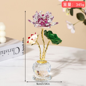 Ornement en cristal de lotus, cristal K9, décoration de bureau à domicile, cadeau pour les amis - Product Image 5