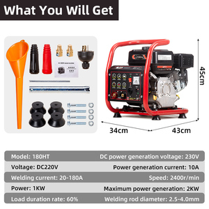 Poste à Souder et Génératrice Portatifs 180HT à Essence 20-180A CC 220V 1KW, pour Électrodes <span class=keywords><strong>de</strong></span> 2.5-4.0mm, Outil Électrique d'Extérieur - Product Image 6