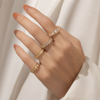 Bagues empilables Dreamshow en acier inoxydable plaqué or avec zircon rond et cœur, bagues minimalistes en zircon baguette ovale, bijoux pour femmes