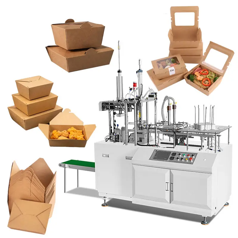 Caixa de papel descartável que ergue a máquina formadora de caixas de papel para almoço, máquina para fazer embalagens de alimentos