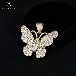 FP1011ขายส่ง Oro ลามิเนตสร้อยคอเครื่องประดับเพทาย Moissanite ทองที่เต็มไปด้วยสแตนเลสเพชรจี้ผีเสื้อ - Product Image 5