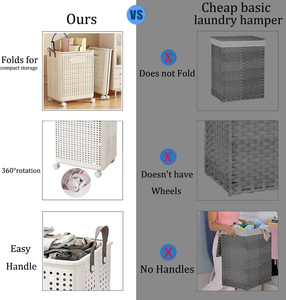 Panier à linge en maille plastique de haute qualité, robuste, durable, réutilisable et écologique avec roulettes pour le rangement à domicile - Product Image 3