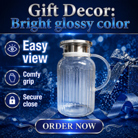 Carafe en verre borosilicate faite à la main avec couvercle, résistante à la chaleur, moderne et transparente, pour boissons chaudes et froides