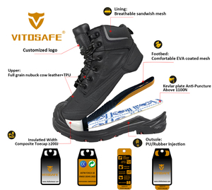 Scarpe Antinfortunistiche VITOSAFE in Vera Pelle Antiscivolo, Resistenti ad Acidi e Alcali, Traspiranti per Magazzini Chimici, per Uomo, Lavori Pesanti - Product Image 5