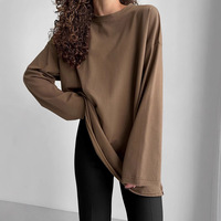 Haute qualité surdimensionné Streetwear femmes T-shirt col rond à manches longues décontracté grande taille Gym 260gsm poids lourd T-shirt pour les femmes