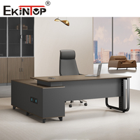 Bureau Ekintop, bureau en forme de L, meubles de bureau, table moderne, bureau de direction, bureau de PDG, bureau de gestionnaire, ensemble de bureaux en bois