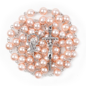 Rosario Cattolico in Plastica ABS da 8MM con Perle, Croce con Vergine <span class=keywords><strong>Maria</strong></span> e <span class=keywords><strong>Gesù</strong></span>, Gioiello <span class=keywords><strong>per</strong></span> Preghiera Religiosa - Product Image 5