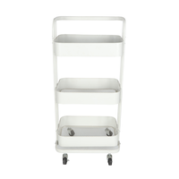 Chariot de rangement multifonctionnel robuste à 3 niveaux en fer blanc avec rebord surélevé, pliable, pour la beauté et la cuisine