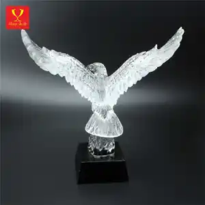 Hitop Design K9 Crystal Trophy Award Wholesale K9 Blank Crystal Eagle 3d Laser Engraving Crystal Shield Gift