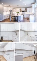 Meubles de cuisine modernes pour hôtels, menuiserie, placage naturel, tambour, poignées personnalisées Trlife, poignée de bord en alliage d'aluminium, comptoir