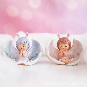 Figuras de Ángeles de Resina Artesanal Yu Mo, Color Rosa y Azul con Alas, Decoración para el Hogar, Regalo de Cumpleaños - Product Image 3