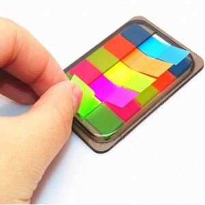 4 PCS Creative Self-Adhesive Stationery Pull-Out <b>Bookmark</b> Box with Fluorescence Colour Memo Pad Sticky Notes for Office Use - Product Image 4