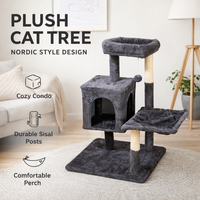 Arbre à chat multi-niveaux en peluche, écologique et durable, avec poteaux en sisal et structure d'escalade en velours pour chatons et chats adultes d'intérieur