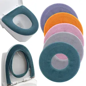 Bathroom Soft Thicker Warmer Stretchable Washable Cloth Toilet Seat Cover Pads